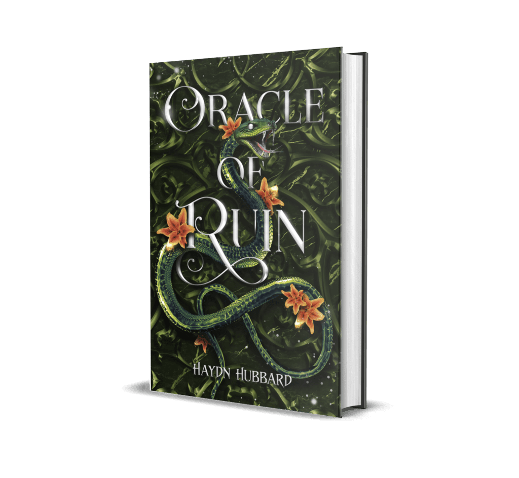 A book cover with the title of oracle of ruin.